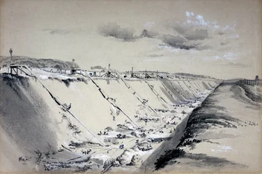 Horse-Runs at Tring Cutting, Hertfordshire, 1837. június 19. (toll és tinta és mosás papíron)