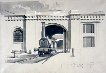 Locomotive Engine House, Camden Town, 1839 (toll, tinta és mosás papíron)