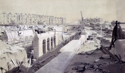 Mornington Crescent – Vonal építés alatt, 1836. szeptember (toll, tinta és mosás papíron)
