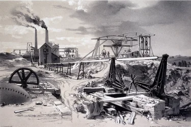 Szivattyúk, szellőzőtengely, Kilsby Tunnel, Northamptonshire, 1837. július 15. (toll, tinta és mosás papíron)