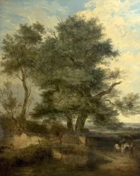 Fák a patak mellett (A fűzfa, egy lovas és egy nő az úton), 1818 körül (olaj, vászon)
