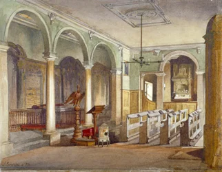 A kápolna belseje az Emanuel Hospital alamizsnában, Buckingham Gate, Westminster, London, 1886