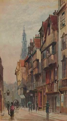 Kilátás a Wych Streetre, Westminster, keletre nézve a New Inn Gateway-től, London, c1880