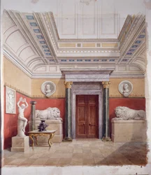 The Sculpture Gallery, északi vége, 1870 körül (akvarell, papír)
