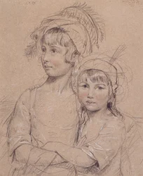 1857. sz. Rigby kisasszonyok, a norwichi Rigby úr (1747-1821) híres sebész két lánya, 1778 (kréta papíron)