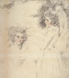Georgiana, Devonshire hercegnője és Lady Elizabeth Foster portréja (akvarell és ceruza papíron)
