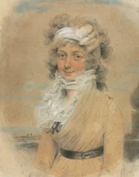 Fiatal hölgy fehér masnival a fején, 1795.
