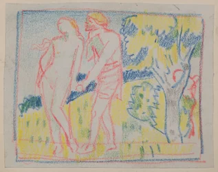 Untitled [Férfi és női alak egy tájban] (ceruza)