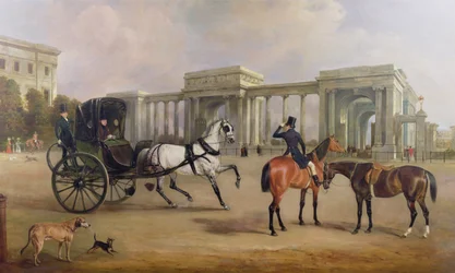 Mr. Massey Stanley kabrióval és lovakkal a Hyde Park saroknál, 1833