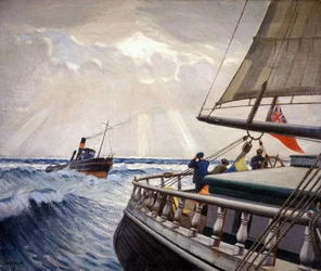 Az "Iquique", London (Anglia) és Sydney (Ausztrália) közötti úton, 1899 decembere és áprilisa között, és a "Warrior" vontatóhajó.