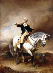 George Washington portréja, aki Trentonban tiszteleg,