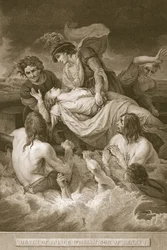 Vilmos herceg, I. Henrik fia halála, J. Stow metszete, illusztráció David Hume „Anglia története” című könyvéből, pub. R. Bowyer, London, 1812