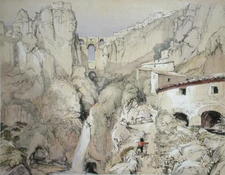 Cigányok, Ronda, a „Spanyolország vázlataiból”, Charles Joseph Hullmandel (1789-1850) metszete, 1836-ban megjelent (színes litó)
