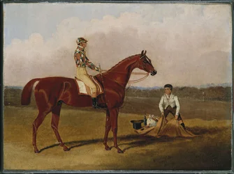 "Barefoot", a versenyló, zsokéval és vőlegénnyel, 1835