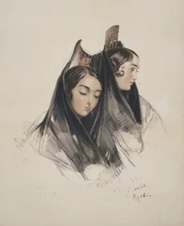 Ronda lányai, Andalúzia, 11. tábla a Sketches of Spain-ból, Charles Joseph Hullmandel (1789-1850) metszete, 1836.