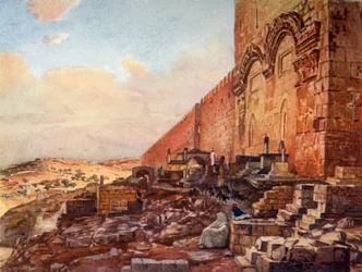 Jeruzsálem.- Az Arany- vagy Szépkapu külseje, 1902.