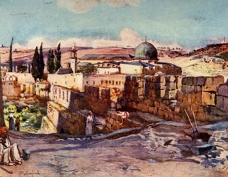 El Aksa mecsetje Jeruzsálem déli falának belsejéből, 1902.
