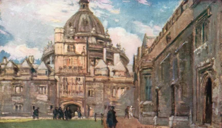 A Radcliffe Könyvtár, vagy Camera Bodleiana, a Brasenose College Quadrangle felől (színes litográfia)