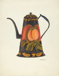 Toleware kávéskanna, 19351942.