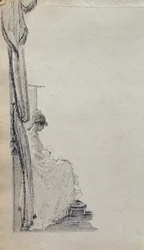 Olvasás ablakon (toll és tinta papíron)