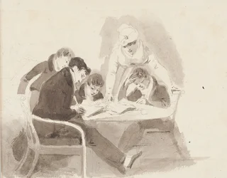 Két fiú házi feladatot készít, 1811 (wc papíron)