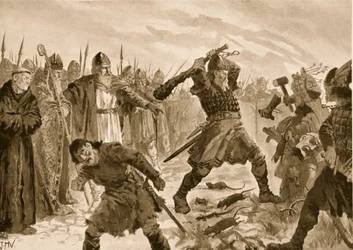 Szent Olaf király összetöri Thor isten képmását, 1020