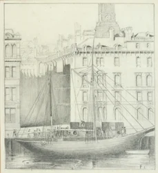 Quayside, Newcastle (ceruza a kártyán)