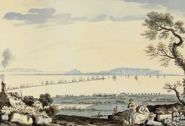 Kilátás a Dublin-öbölre és a kikötőre, a Howth-hegyre