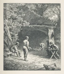 30. tábla. Lelkipásztori jelenet, a Nature Pictures-ből. Harminc eredeti illusztrációból álló sorozat, amelyet J. H. Dell fára rajzolt, és R. Paterson metszett. John Henry Dell