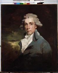 Richard Brinsley Sheridan (1751-1816) ír politikus és drámaíró portréja"" (Richard Brinsley Sheridan (1751-1816) drámaíró és whig államférfi portréja) John Hoppner (1758-1810) festménye 18. század Méret. 77x30 Múzeum a