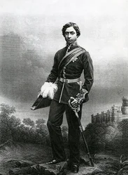Albert Edward, walesi herceg, metszett D.J. Pound egy fényképről, a „The Drawing-Room of Eminent Personages, Volume 2”, Londonban, 1860.