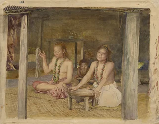 Siva Siakumuval Kava készítése Tofae házában, 1893 körül