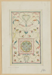 Tanulmány üveghez (kelta ékszeres kereszt arabeszkben), 1881-82 körül (akvarell)