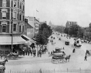 Washington l Avenue Pensylvania fotója: John Lawson Stoddard (1850, 1931) Traveler and Conferencier Oktatási kiadvány Chicago számára (f/w fotó)