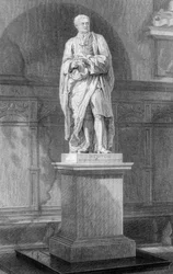 Sir Isaac Newton angol matematikus, csillagász és fizikus szobra, XIX. század.