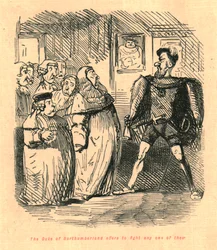 Northumberland hercege felajánlja, hogy harcol bármelyikükkel, 1897.