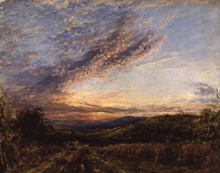 Naplemente egy lápvidéki táj felett, az 1850-es évek eleje