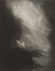 Sátán a mennybe való felemelkedést nézi, 1827 körül (mezzotint)