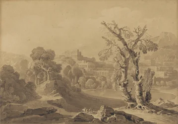 Név nélkül: Klasszikus város egy tájban, 1816 (kártyára mosva)