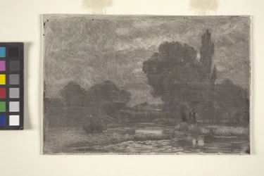 Mocsaras táj (rézkarc és monoprint)