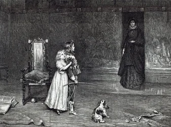 Derby grófnőjének megjelenése az Arany szobában, jelenet Scott „A csúcs gyöngye” című művéből, a „Szabadidő órából”, 1888