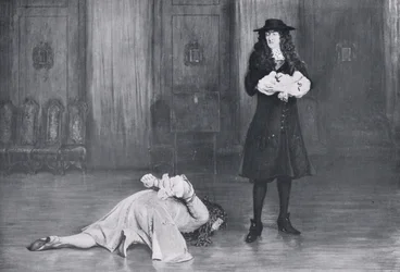 Monmouth hercege az életéért könyörög, illusztráció a „Hutchinson