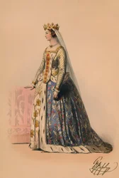 Vendég volt Victorias Bal Costume királynő jelmezében, 1842. május 12-én, 1843.