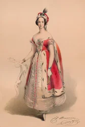 Vendég Victorias Bal Costume királynő jelmezében, 1842. május 12., 1843.
