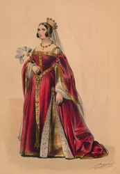 Vendég Victorias Bal Costume királynő jelmezében, 1842. május 12., 1843.