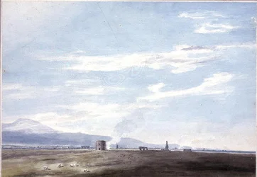 Sírmaradványok a Róma melletti Campagna-ban, 1783 körül (akvarell ceruzával, papíron)