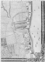 Az Alsó-Rotherhithe-dokkok térképe, London, 1746 (metszet)