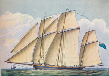 Fegyveres lugger zárt vontatással teljes vitorlával, 1825