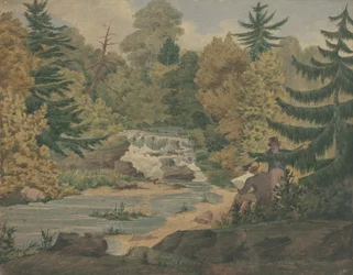 Kilátás a második vízesésre a Sawkill folyón, 1840 körül (akvarell és tinta szőtt papíron)