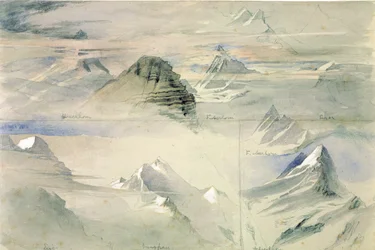 Alpesi csúcsok: Jungfrau és mások, 1846